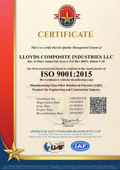 Certificate:Lloyds Composite Industries LLC
